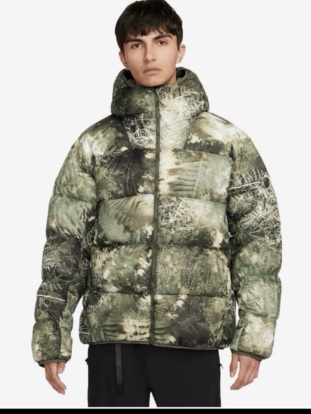 Men's Olive Green Camouflage Puffer Jacket